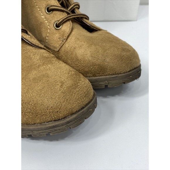 Bamboo Boots Warrior Womens Sz 6  Brown Faux Suede Fur Ankle Boots Lace Up - Picture 8 of 12